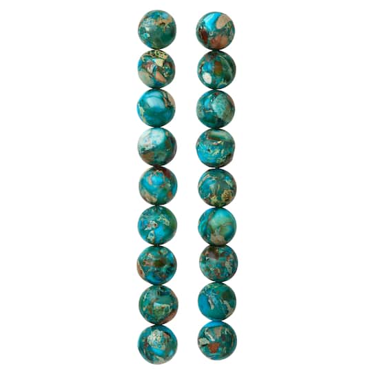 12 Pack: Turquoise Dyed Imperial Jasper Round Beads, 10mm by Bead Landing™